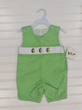 Green Gingham Smocked Mahi Mahi Fish Jon Jon